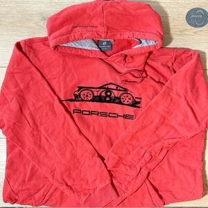 Authentic Porsche Red Hoodie with 911 outline design Mens size XL